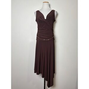 Blu Sage VTG Y2K Brown Asymmetrical Hem Midi Dress Size 8 Whimsy Fairy Grunge